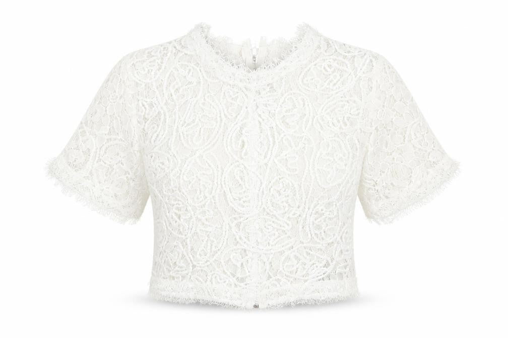 Womens UK Size 6 Cameo Rose White Cropped T-Shirt