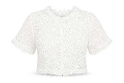 Womens UK Size 6 Cameo Rose White Cropped T-Shirt