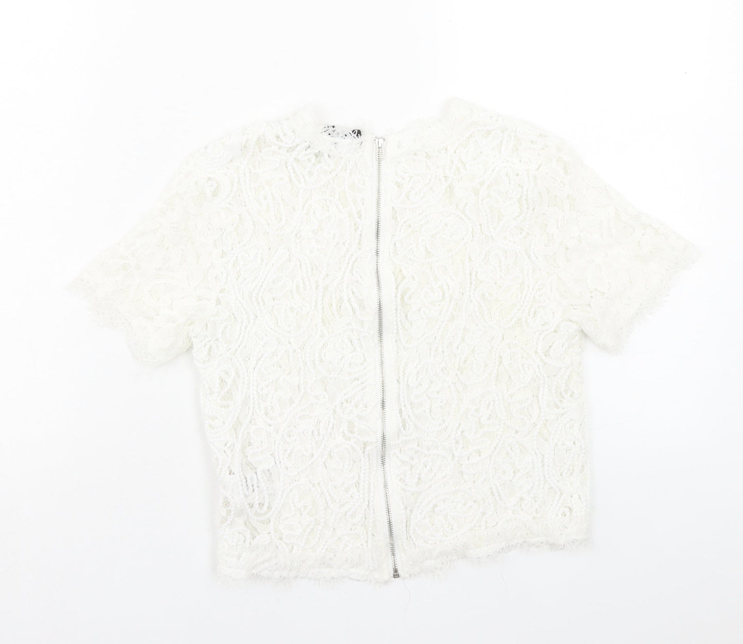 Womens UK Size 6 Cameo Rose White Cropped T-Shirt