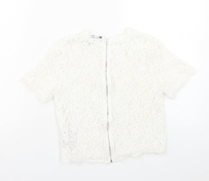 Womens UK Size 6 Cameo Rose White Cropped T-Shirt