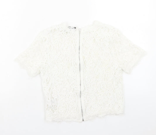 Womens UK Size 6 Cameo Rose White Cropped T-Shirt