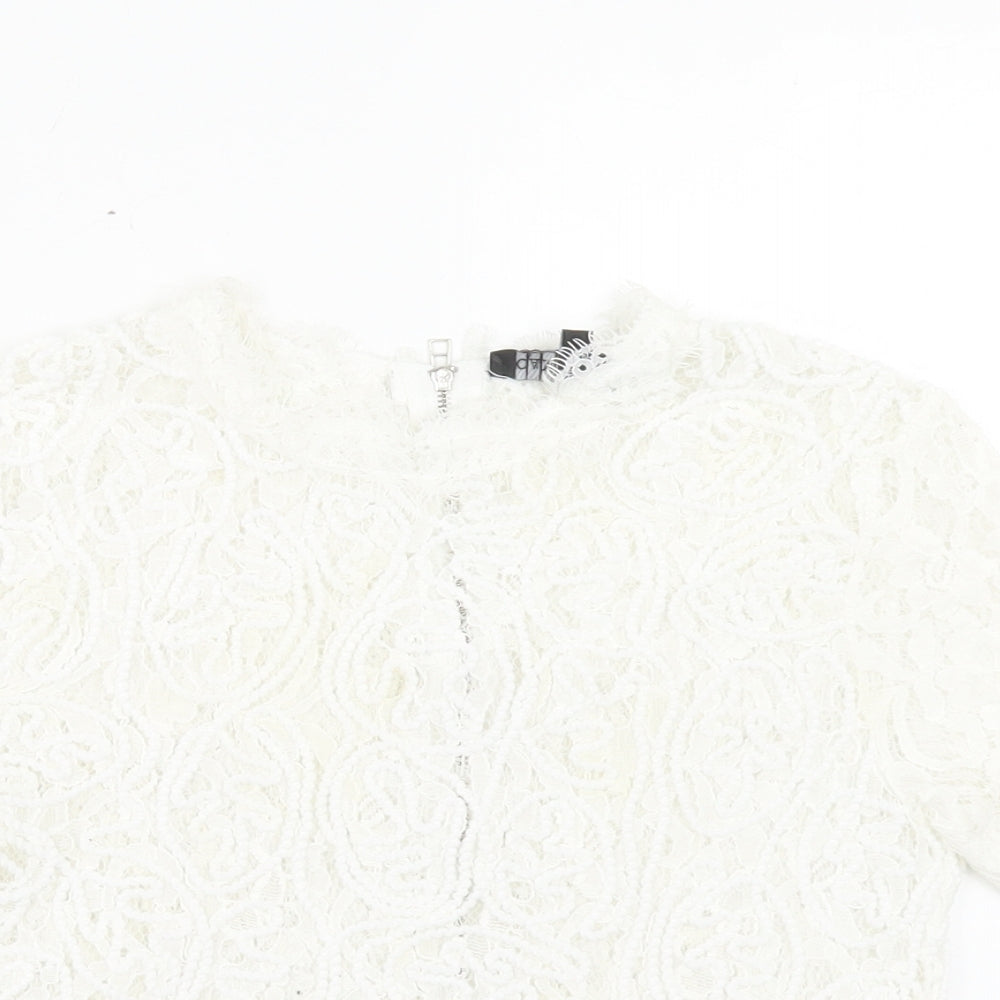 Womens UK Size 6 Cameo Rose White Cropped T-Shirt