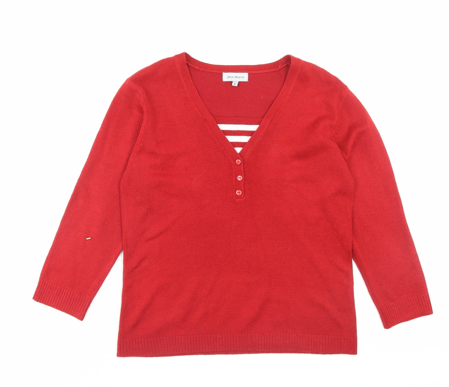 Womens UK Size S Ann Marie Red Pullover Jumper