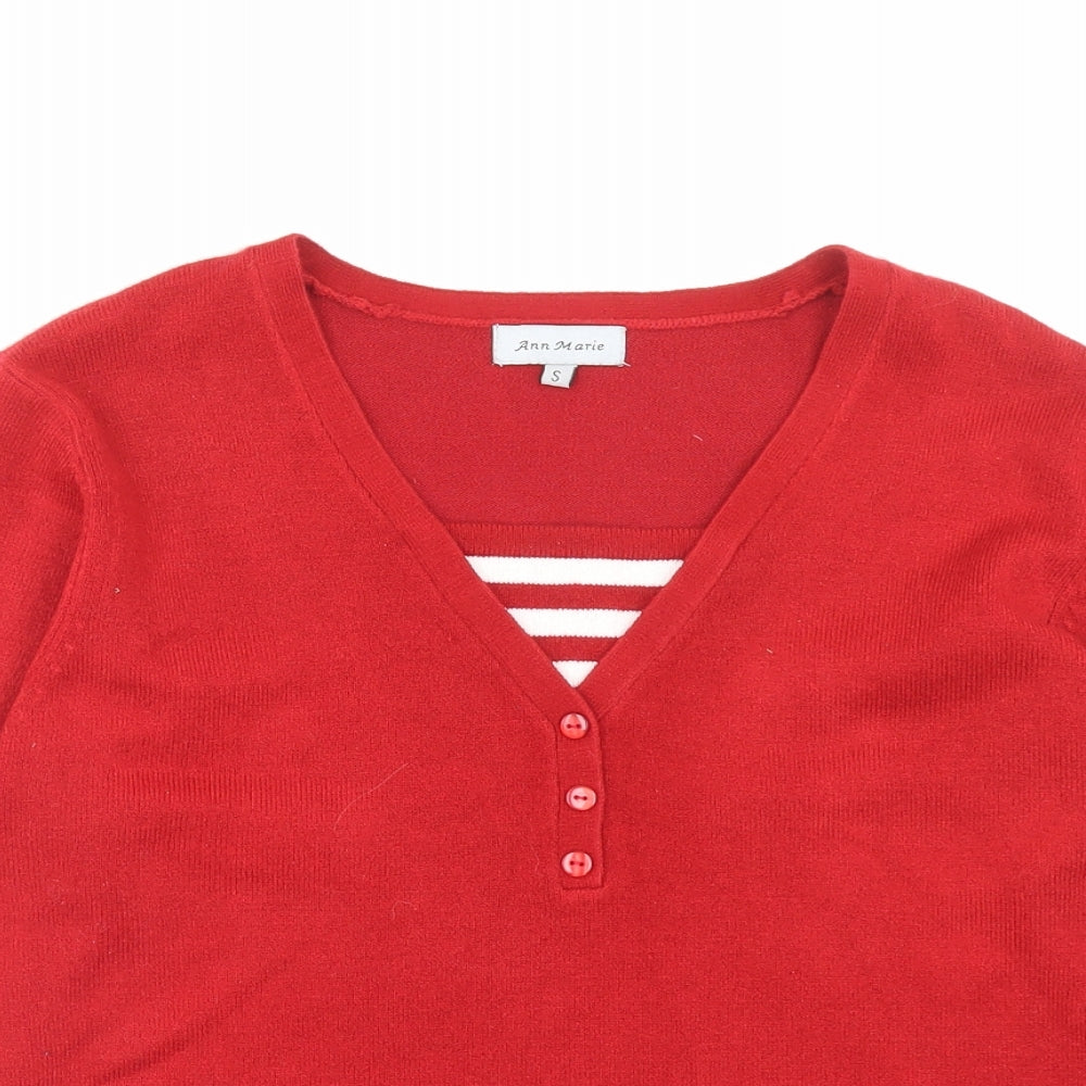 Womens UK Size S Ann Marie Red Pullover Jumper