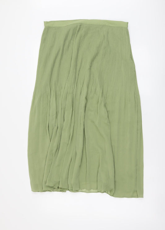 Marks and Spencer Womens Green Polyester Pleated Set Size 14 Zip