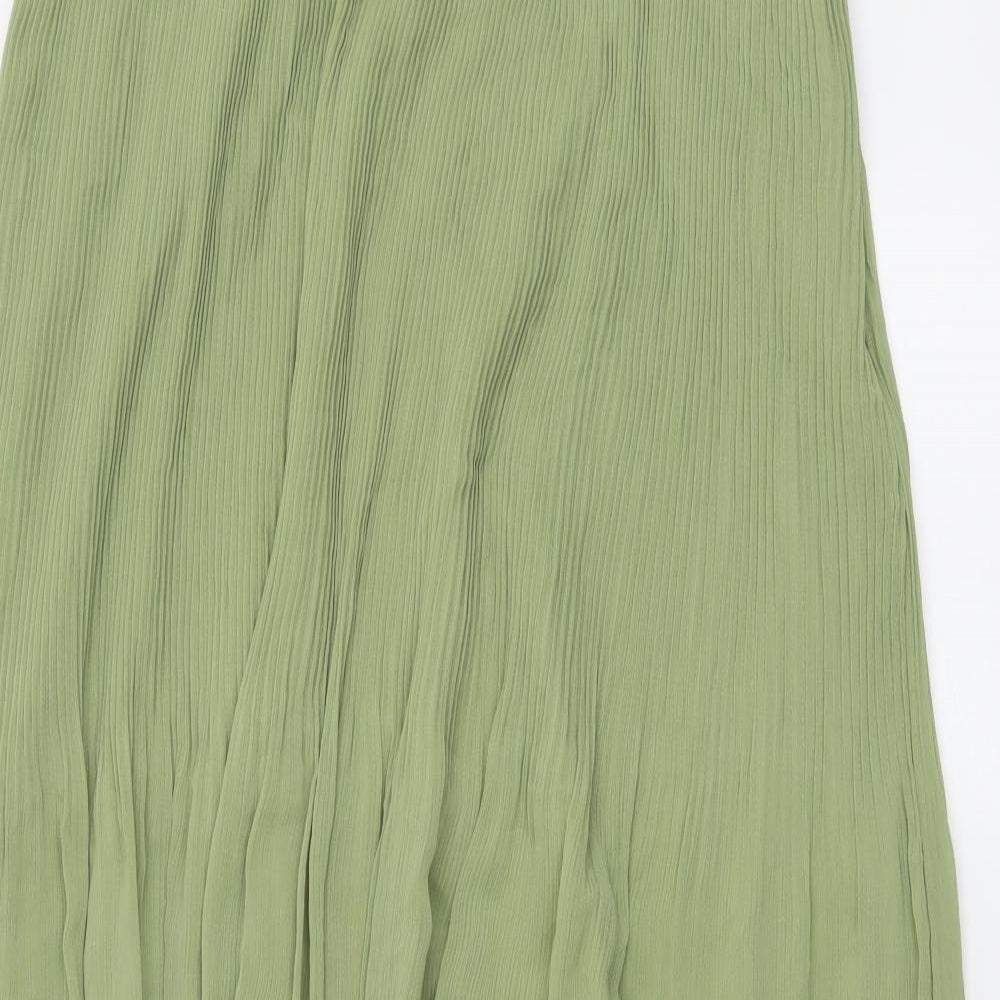 Marks and Spencer Womens Green Polyester Pleated Set Size 14 Zip