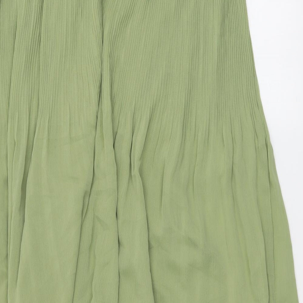 Marks and Spencer Womens Green Polyester Pleated Set Size 14 Zip