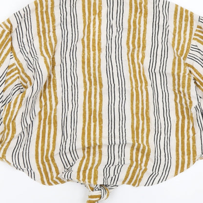 Primark Womens Multicoloured Striped Viscose Basic Button-Up Size 10 Collared