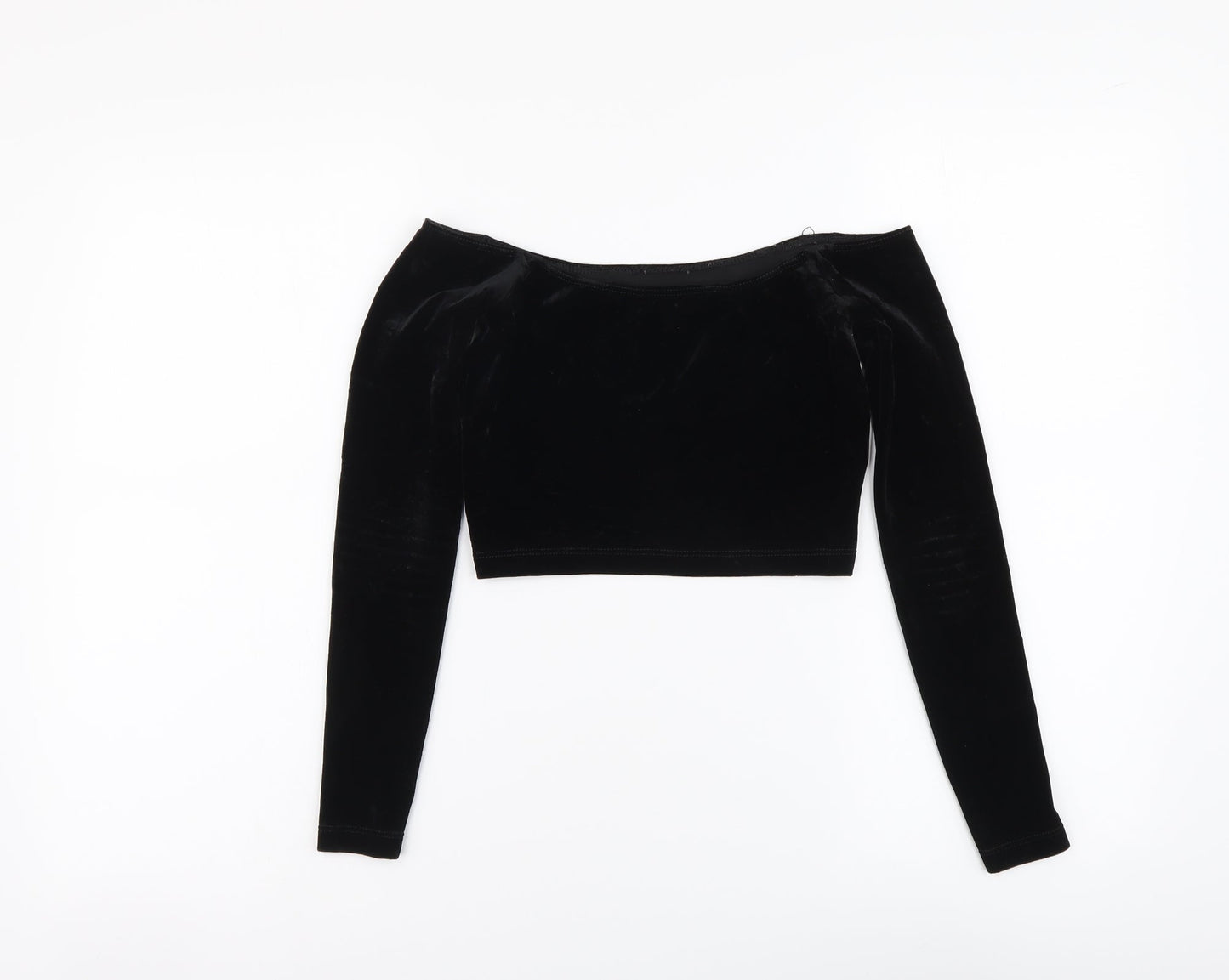 Womens UK Size S American Apparel Black Cropped Blouse