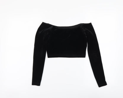 Womens UK Size S American Apparel Black Cropped Blouse