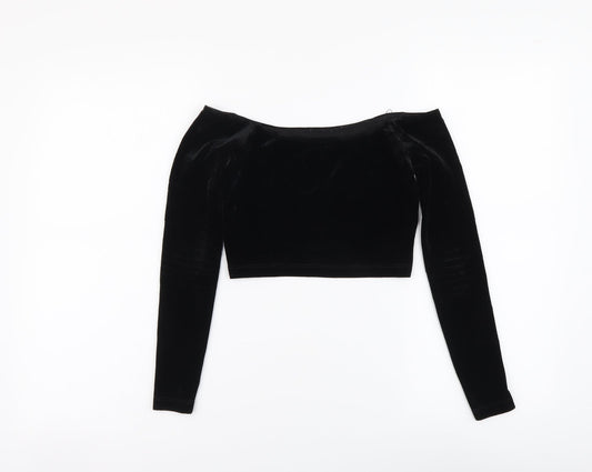 Womens UK Size S American Apparel Black Cropped Blouse