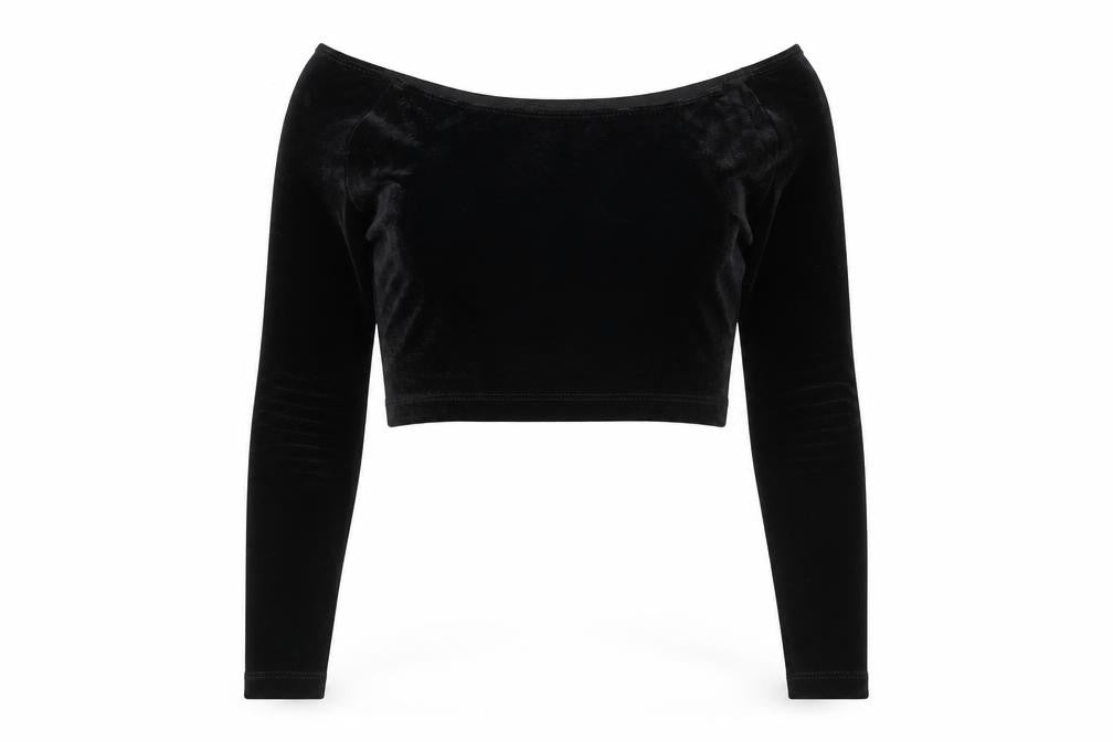 Womens UK Size S American Apparel Black Cropped Blouse