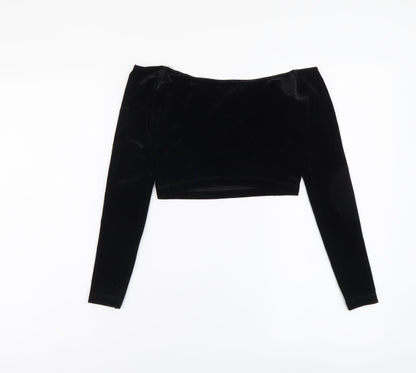 Womens UK Size S American Apparel Black Cropped Blouse
