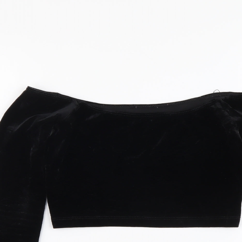 Womens UK Size S American Apparel Black Cropped Blouse