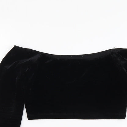 Womens UK Size S American Apparel Black Cropped Blouse
