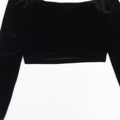 Womens UK Size S American Apparel Black Cropped Blouse