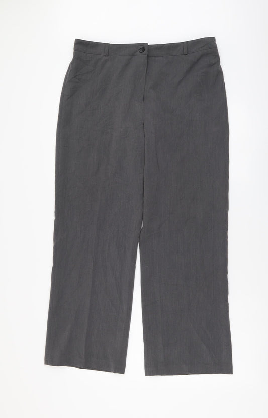 Maine Womens Grey Polyester Trousers Size 14 L28 in Regular Buckle