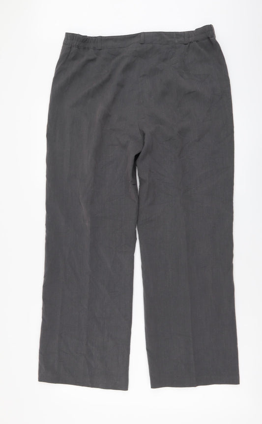 Maine Womens Grey Polyester Trousers Size 14 L28 in Regular Buckle