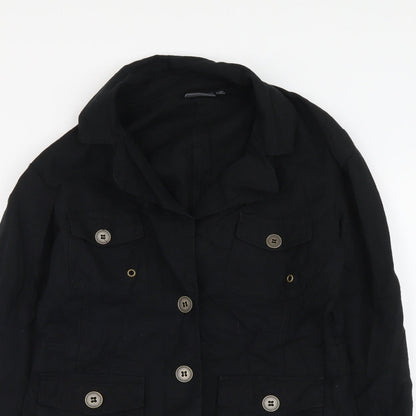 City Life Womens Black Jacket Size L Button
