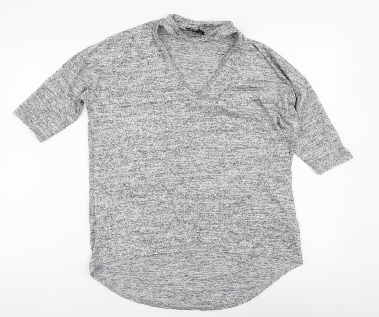 Womens UK Size S New Look Grey Basic T-Shirt
