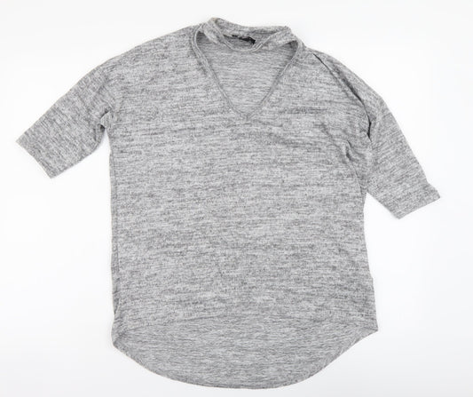 Womens UK Size S New Look Grey Basic T-Shirt