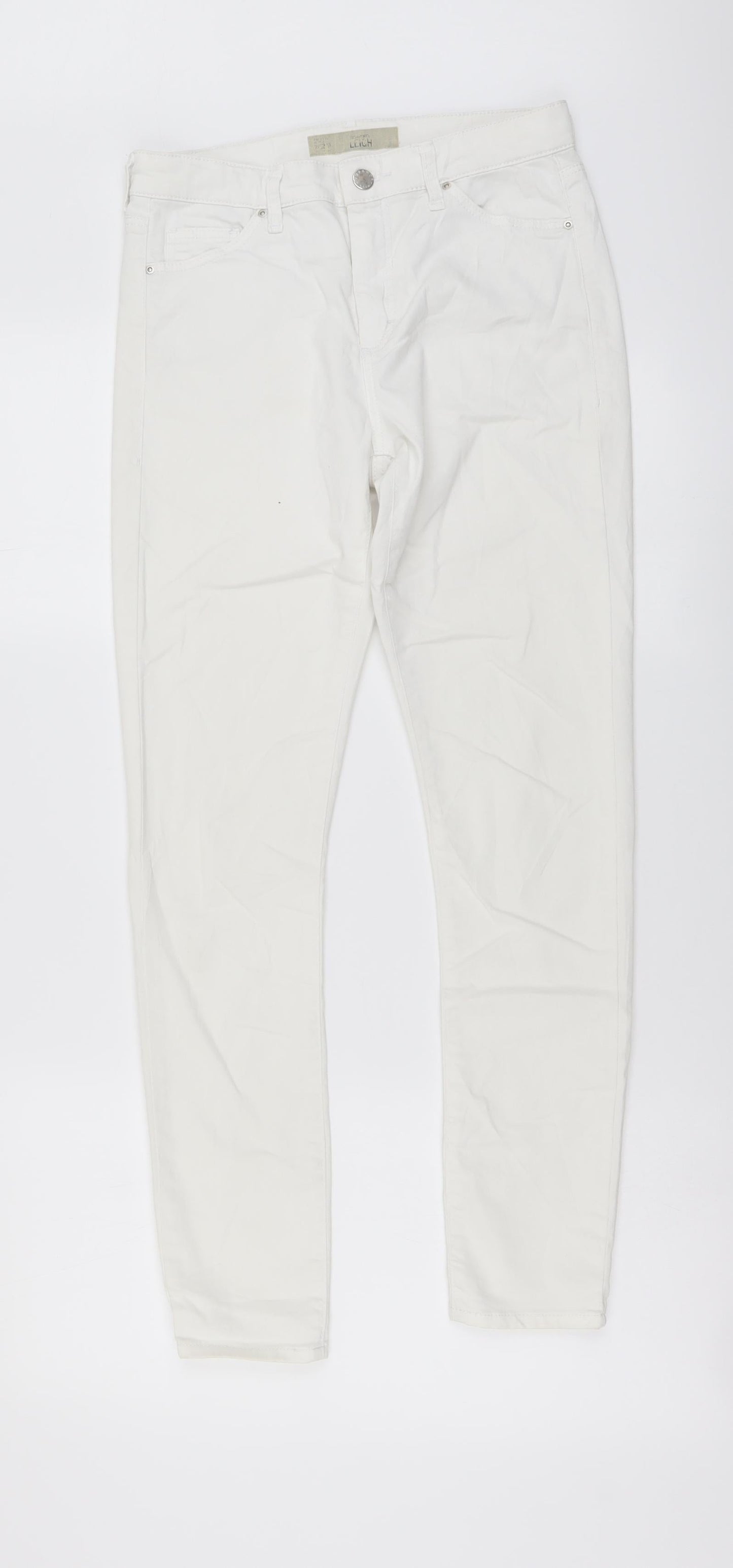 Topshop Womens White Cotton Skinny Jeans Size 28 in L27 in Regular Button