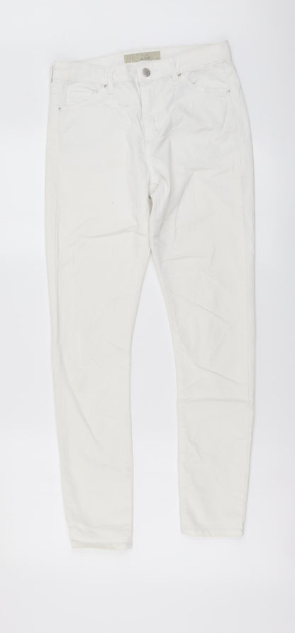 Topshop Womens White Cotton Skinny Jeans Size 28 in L27 in Regular Button