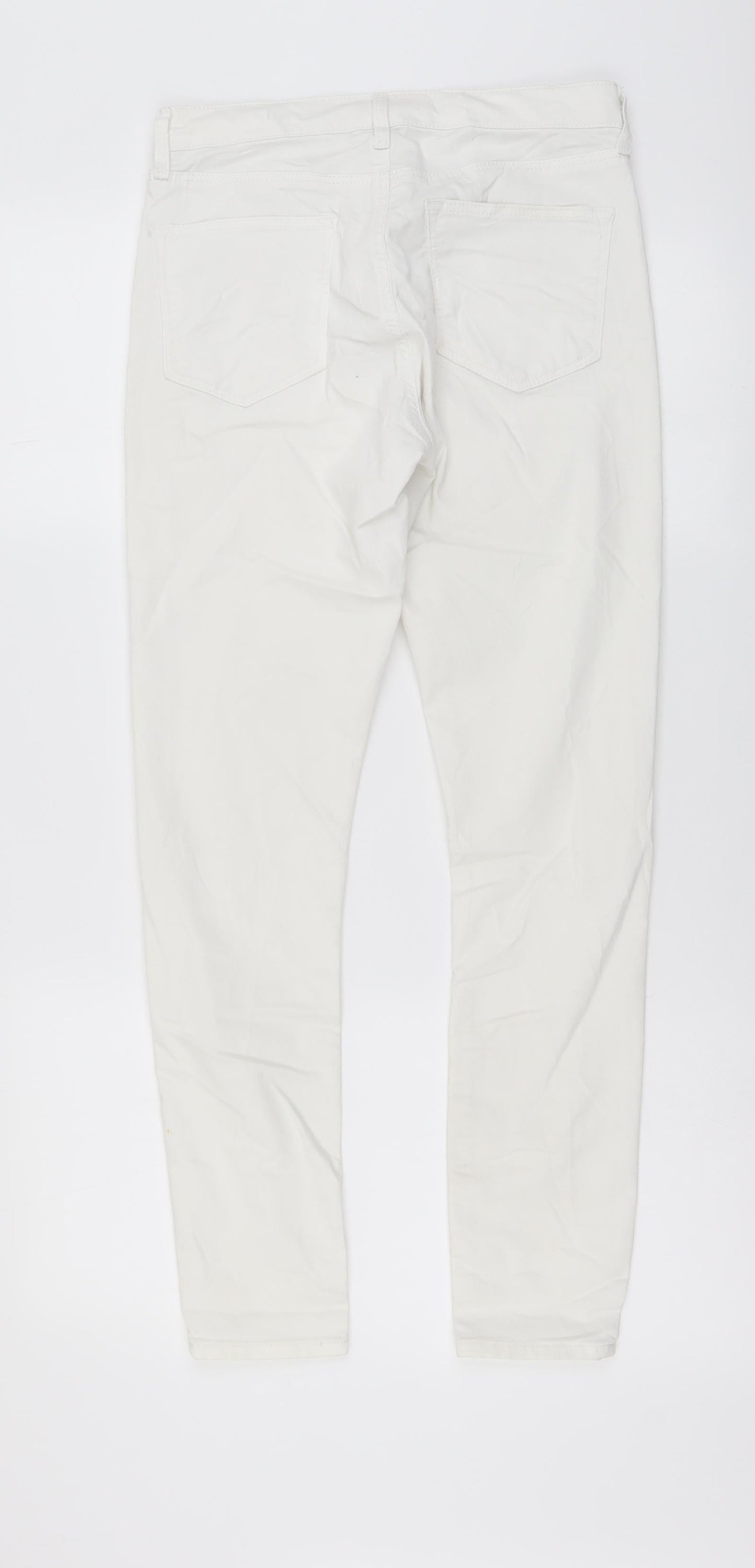 Topshop Womens White Cotton Skinny Jeans Size 28 in L27 in Regular Button