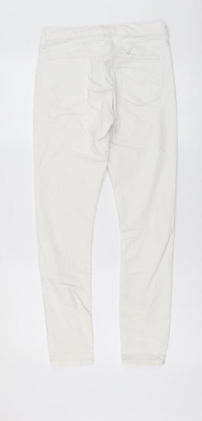 Topshop Womens White Cotton Skinny Jeans Size 28 in L27 in Regular Button