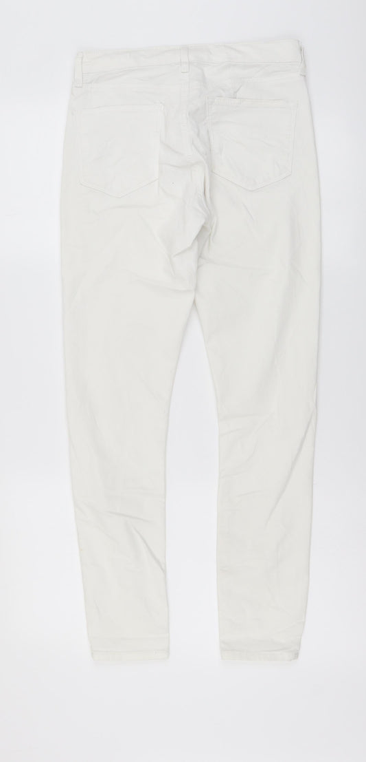 Topshop Womens White Cotton Skinny Jeans Size 28 in L27 in Regular Button