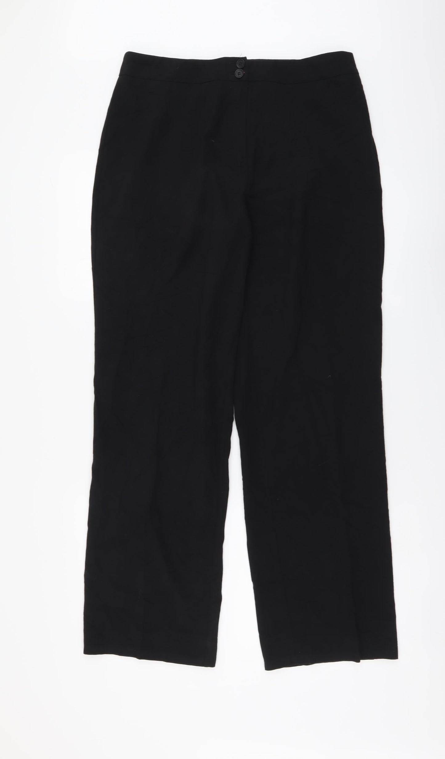 Elimma Collection Womens Black Polyester Trousers Size 14 L30 in Regular Button