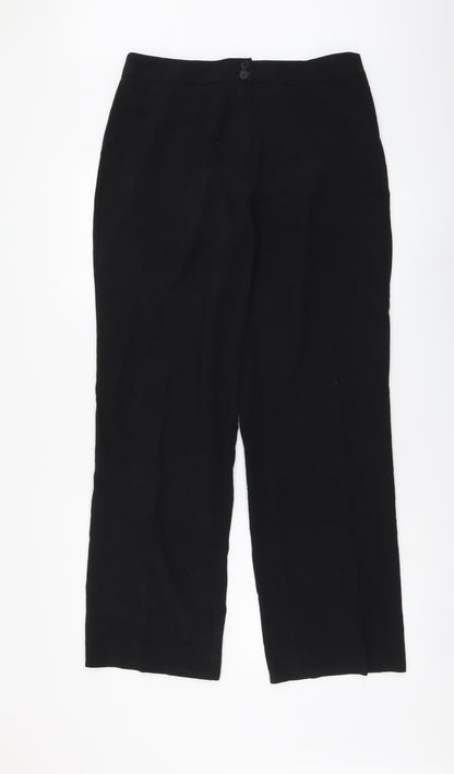 Elimma Collection Womens Black Polyester Trousers Size 14 L30 in Regular Button