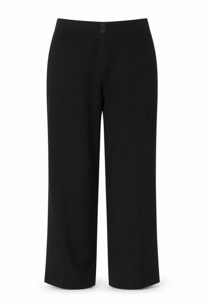 Elimma Collection Womens Black Polyester Trousers Size 14 L30 in Regular Button