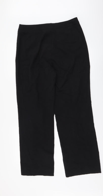 Elimma Collection Womens Black Polyester Trousers Size 14 L30 in Regular Button
