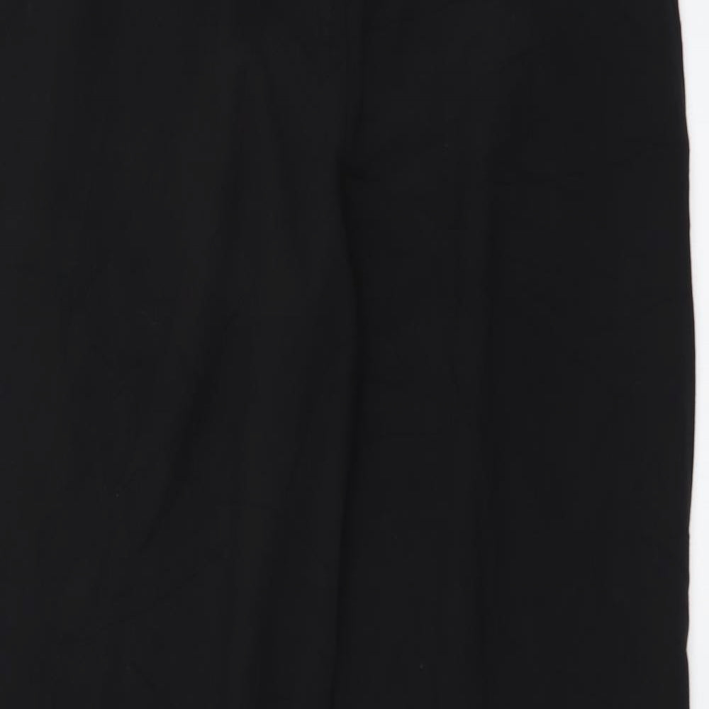Elimma Collection Womens Black Polyester Trousers Size 14 L30 in Regular Button