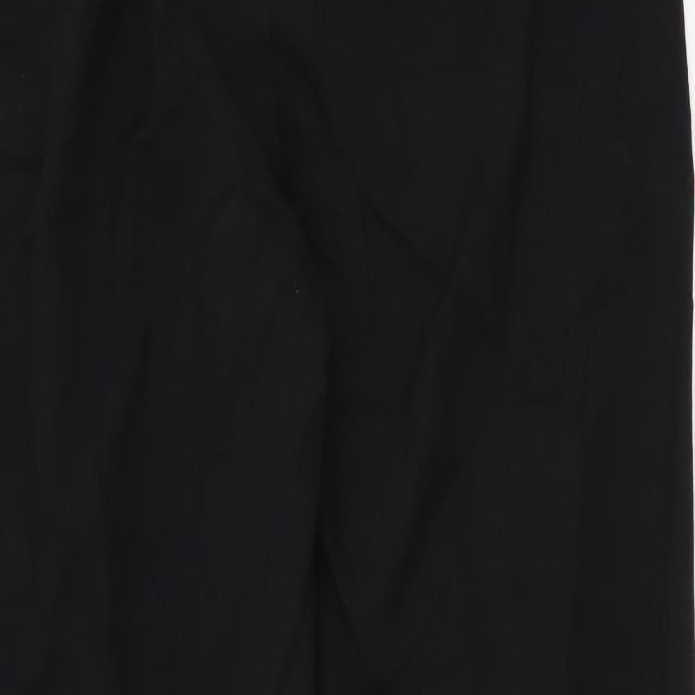 Elimma Collection Womens Black Polyester Trousers Size 14 L30 in Regular Button