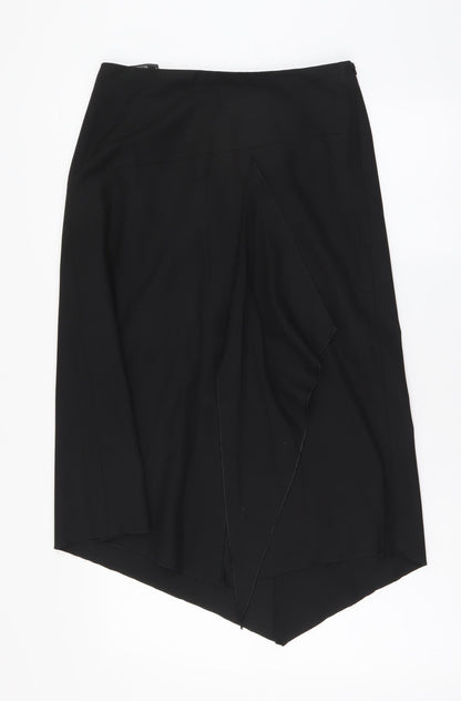 Marks and Spencer Womens Black Polyester A-Line Skirt Size 10 Zip