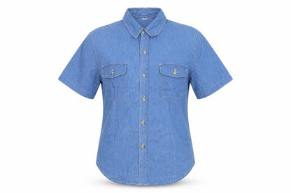 Mickey & Co Womens Blue Cotton Basic Button-Up Size S Collared - Pooh