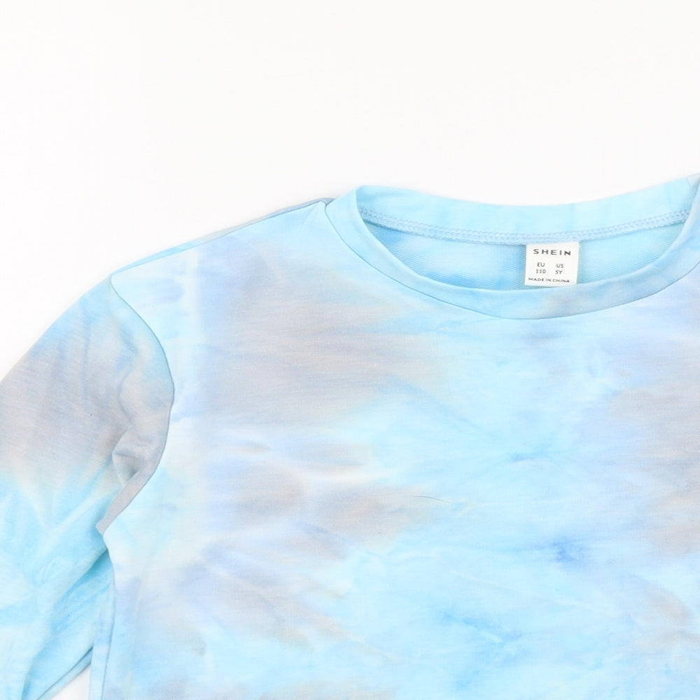 SheIn Girls Blue Polyester Pullover Sweatshirt Size 5 Years Pullover