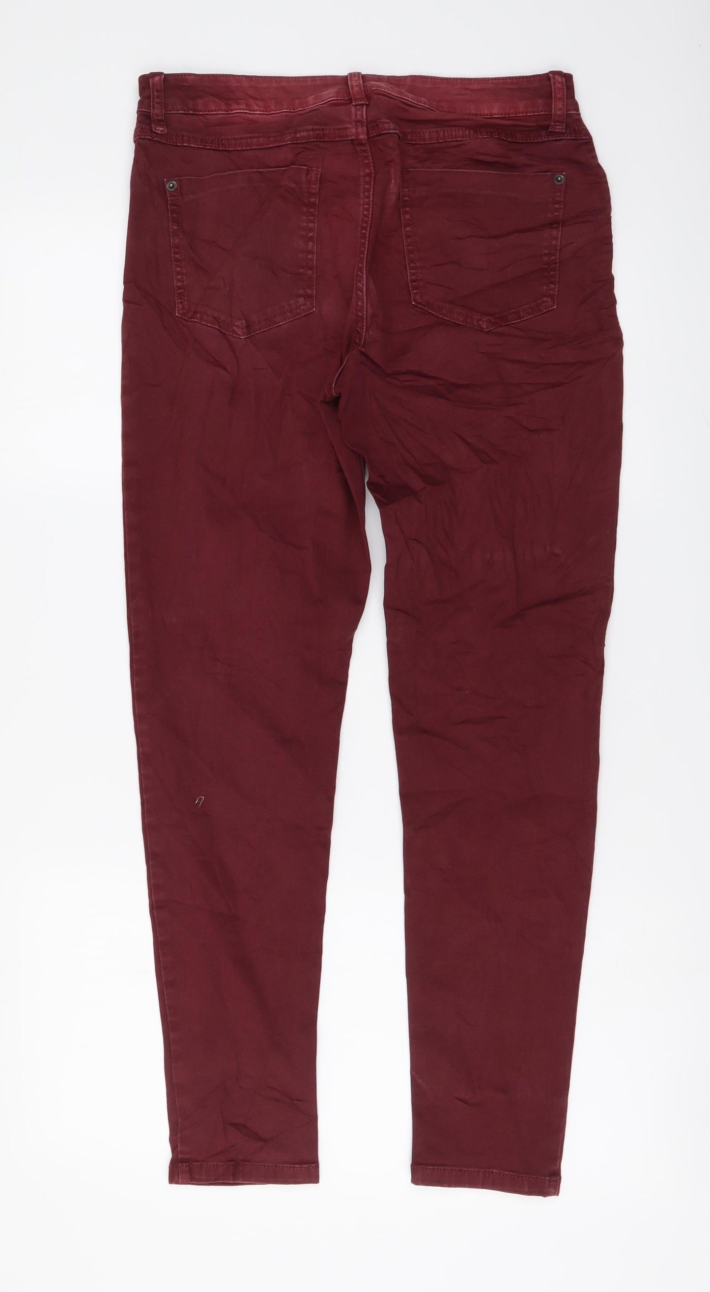 Marks and Spencer Womens Red Cotton Skinny Jeans Size 12 L27 in Regular Button