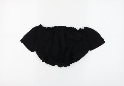 Womens UK Size 12 Cameo Rose Black Cropped Blouse