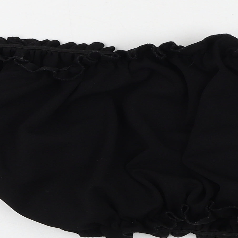 Womens UK Size 12 Cameo Rose Black Cropped Blouse