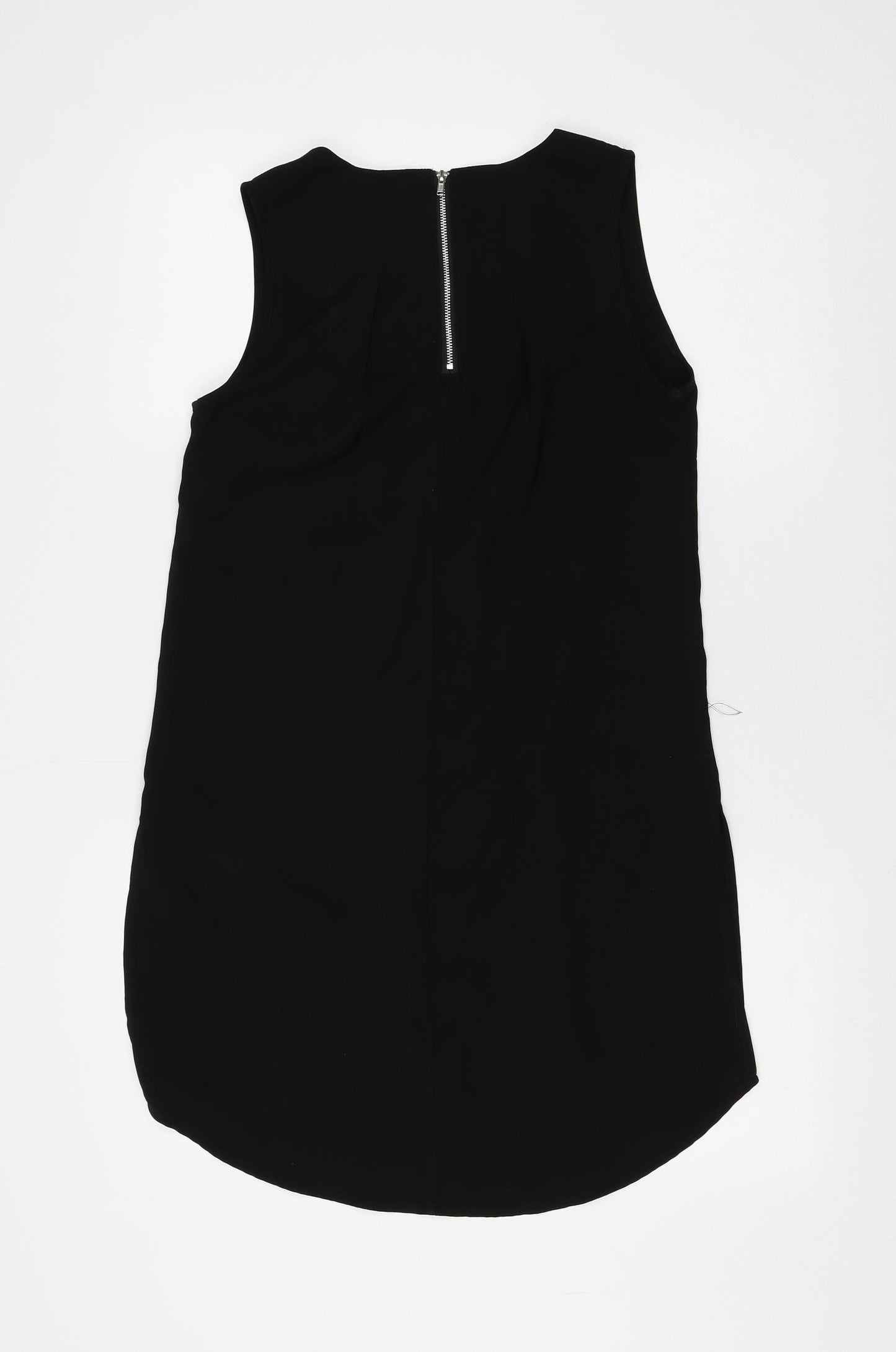 Glamorous Womens Black Polyester Shift Size S Round Neck Zip