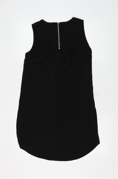 Glamorous Womens Black Polyester Shift Size S Round Neck Zip