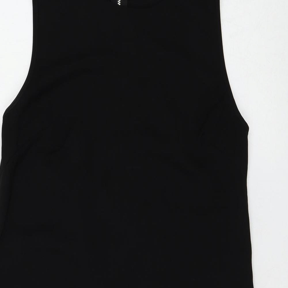 Glamorous Womens Black Polyester Shift Size S Round Neck Zip