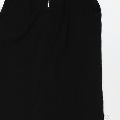 Glamorous Womens Black Polyester Shift Size S Round Neck Zip