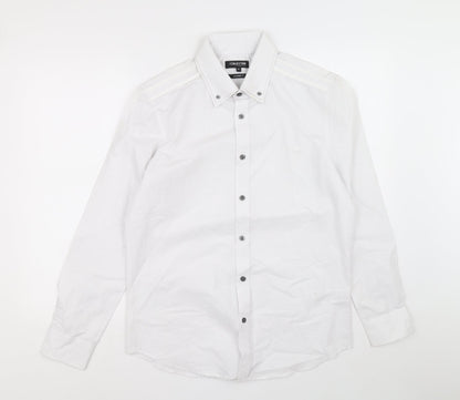 The Collection Mens White Cotton Button-Up Size M Collared Button
