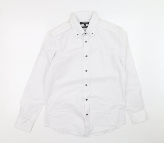 The Collection Mens White Cotton Button-Up Size M Collared Button