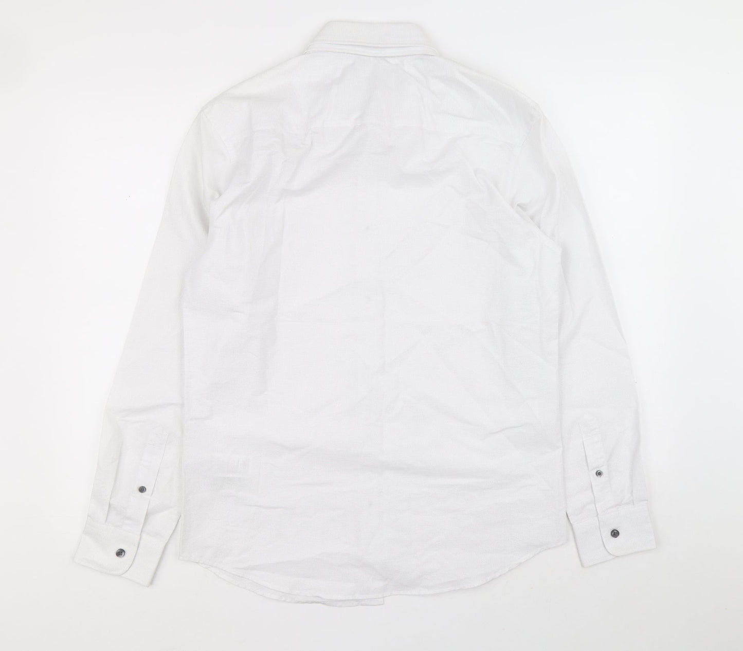 The Collection Mens White Cotton Button-Up Size M Collared Button