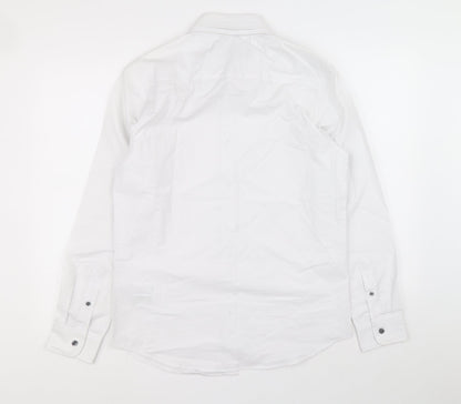 The Collection Mens White Cotton Button-Up Size M Collared Button